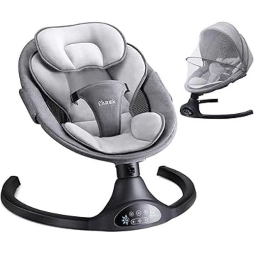 LAREX Baby Swing Infant Swing Electric Toddler Baby Rocker Portable for Newborn Boy Girl, 5 Sway Speeds with Remote Control, 10 Preset Melodies and Bluetooth, 0-6 Months Max 20 Lbs (Black)