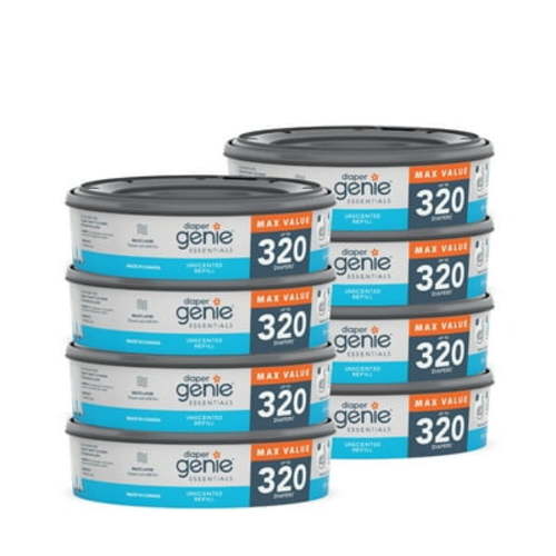 Diaper Genie Diaper Pail Round Refills,Unscented, Holds up to 2560 Newborn Diapers, 8 Pack
