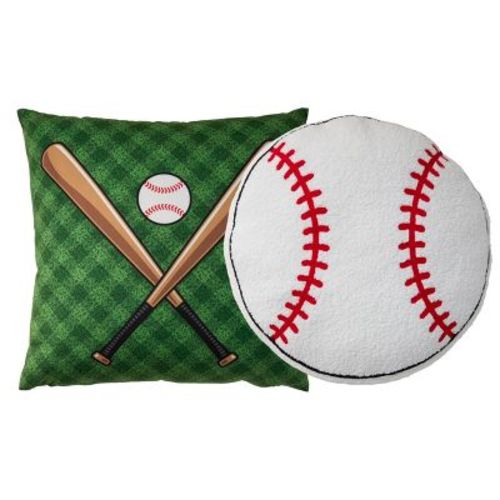 Mina Victory Plush Lines Baseball Set of 2 Multicolor Indoor Throw Pillows