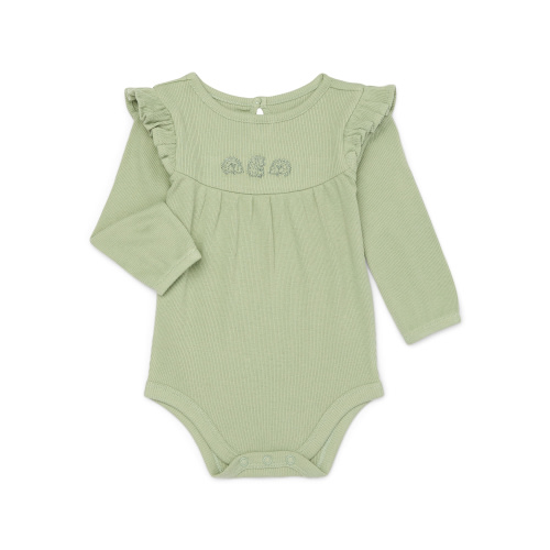 Garanimals Baby Girl Long Sleeve Ruffled Bodysuit, Sizes 0M-24M