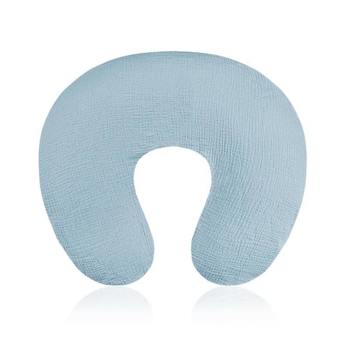 Baby Nursing Pillow Cover, Removeable Breastfeeding Pillow Slipcover, Muslin Nursing Case for Newborn Boys Girls, Soft Fabric Fits Snug On Infant, Washable & Breathable, Blue (Cover Only)