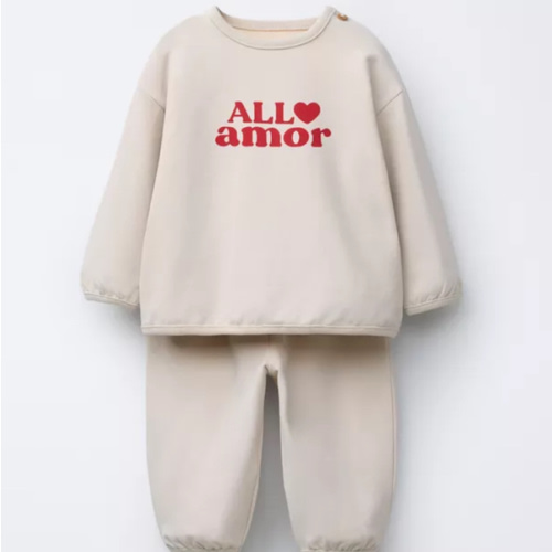 ALL AMOR SWEATSHIRT AND JOGGER PANTS SET - Light beige | ZARA United States