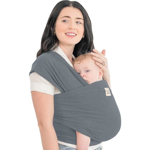 KeaBabies Baby Wrap Carrier - All in 1 Original Baby Carrier Newborn to Toddler Sling, Easy to Wear, Hands Free Bonding, Lightweight, Breathable Infant Wraps (Midnight Gray)