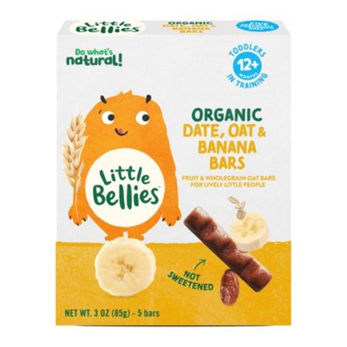 Little Bellies Organic Date, Oat & Banana Bars, Toddler Snack, 3 oz, 5 Bars