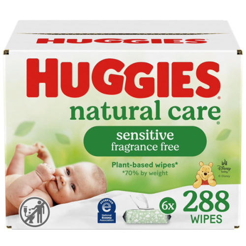 Huggies Natural Care Sensitive Baby Wipes, Unscented, Hypoallergenic, 6 Flip-Top Packs (288 Wipes Total)