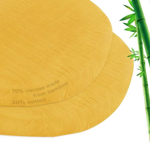 Muslin Bassinet Sheet Fitted 2 Pack for Cradle or Bassinet Pad&Mattress, Soft and Breathable Viscose Made from Bamboo Cotton Muslin Bassinet Sheets (32"x16"x5.5") for Boys and Girls Gift, Yellow