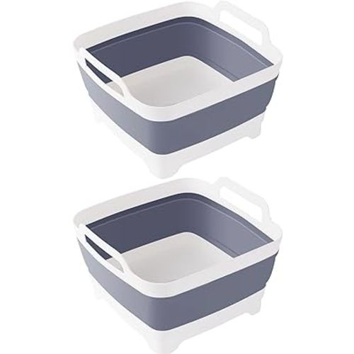 2 Pack Dishpan for Washing Dishes,2X9L Foldable Dish Tub-Foldable Basin Bucket Portable Sink-Multiuse Collapsible Sink Tub Wash Dish Basin