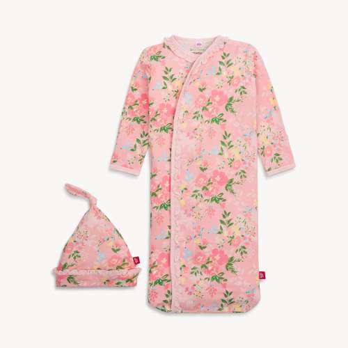 ainslee modal magnetic cozy sleeper gown + hat set with ruffles – Magnetic Me