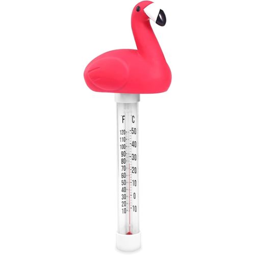 Floating Pool Thermometer, Large Display with String Easy to Read, Shatter Resistant, for Outdoor & Indoor Swimming Pools, Spas, Hot Tubs & Aquariums (Flamingo)