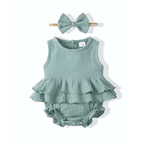 Renotemy Newborn Infant Baby Girl Clothes Rompers Summer Jumpsuits Short Sleeve Romper Infant Baby Clothes Girl