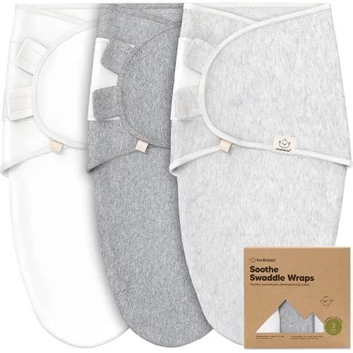 KeaBabies 3-Pack Organic Baby Swaddle Sleep Sacks - Newborn Swaddle Sack, Ergonomic Baby Swaddles 0-3 Months,Swaddles for Newborns,Baby Sleep Sack,Baby Swaddle Blanket Wrap, Baby Essentials (Cloud)