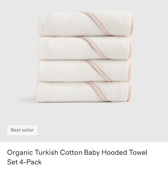 Organic Turkish Cotton Baby Hooded Towel Set 4-Pack in Soft Pink