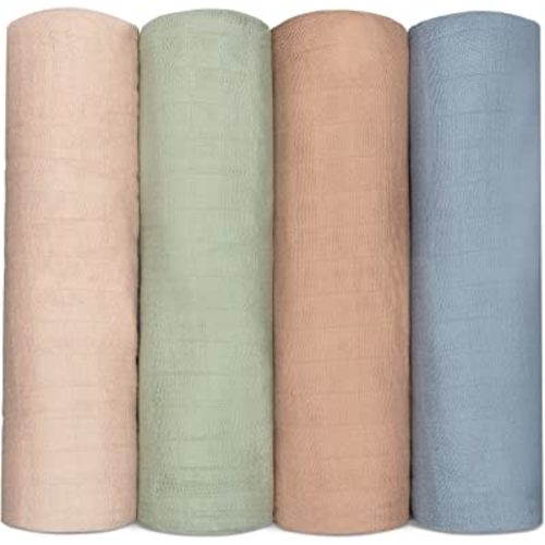 Comfy Cubs Muslin Swaddle Blankets Neutral Receiving Blanket Swaddling, Wrap for Boys and Girls, Baby Essentials, Registry & Gift (Pacific, Cedar, Sage, Blush)