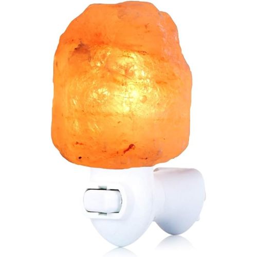 Himalayan Salt Lamp Night Light Plug in, Certificated 360 Degree Rotatable Wall Plug with Extra 2 Replacement Bulbs Bathroom Bedroom Night Light, Pink Crystal Rock Salt Hand Crafted