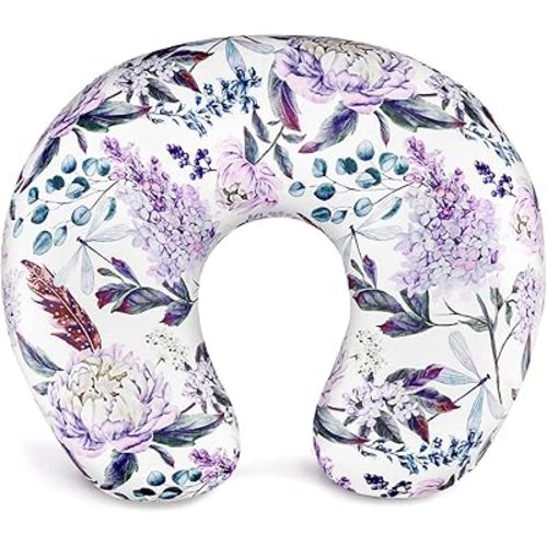 Purple Floral Wisteria Nursing Pillow Cover, Nursing Pillowcase Set for Baby boy or Baby Girl, Nursing Pillow slipcover Cushion Cover, Soft Fabric for snuggling Baby, Suitable for Nursing Pillows