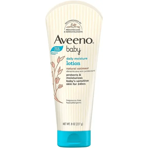 Aveeno Baby Daily Moisture Lotion for Delicate Skin with Natural Colloidal Oatmeal Dimethicone Hypoallergenic Fragrance Phthalate ParabenFree 8 oz, 1 Count