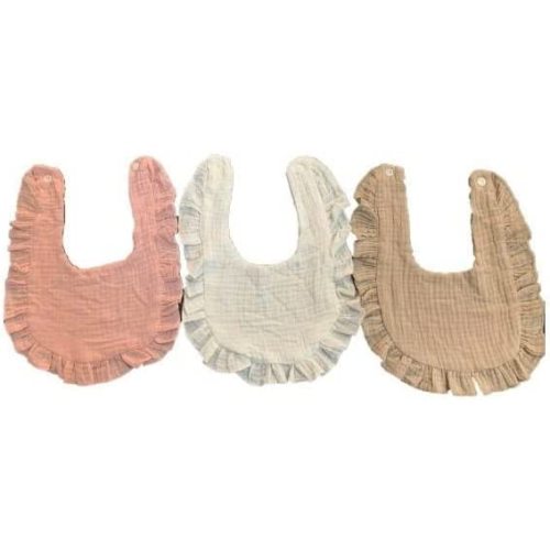 Baby Girl Muslin Ruffle Drooling/Teething Bib 3-Pack