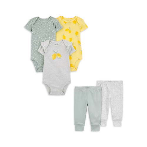 Carter's Child of Mine Baby Girl Bodysuit and Pant Set, 5-Piece, Sizes Preemie-18 Months