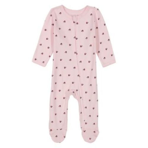 Baby Girl One-Piece Heart Flags Footed Coverall