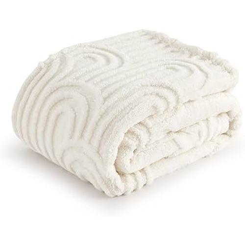 Bedsure Throw Blanket for Couch - Super Soft Cozy Blankets for Women, Cute Small Blanket for Girls, Coconut Milk, 50x60 Inches
