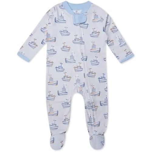 HonestBaby Sleep & Play Footed One-Piece Pajama Sleeper 100% Organic Cotton, Baby Boys
