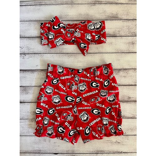 Georgia Bulldogs Inspired Football Bloomer Headwrap Headband Toddler Bows Big Bow Little Baby Girl Headwraps Shorts Newborn Bummies Diaper