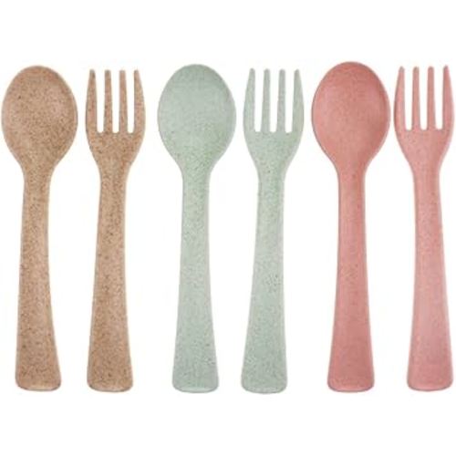 Amazon.com: Toddler Forks and Spoons Utensils Set Baby Silverware Kids Forks and Spoons Set 6 Piece Natural Wheat Straw Material Self Feeding Training Cutlery for Baby Eating 12-48 Months Infant Dishwasher Safe : Baby