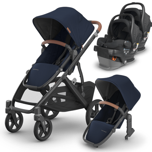 UPPAbaby Vista V3 Double Stroller for TWINS + 2 Aria or Mesa V2 Car Seats Travel System