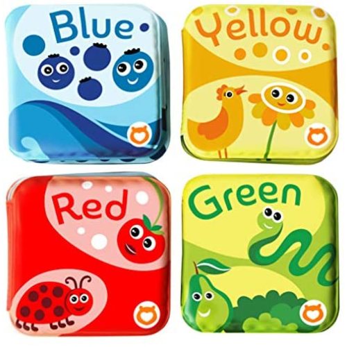 BabyBibi Floating Baby Bath Books for Baby. Kids Learning Bath Toys. Waterproof Bathtime Toys for Toddlers. Kids Educational Infant Bath Toys. (Set of 4: Color Recognition Bath Books)