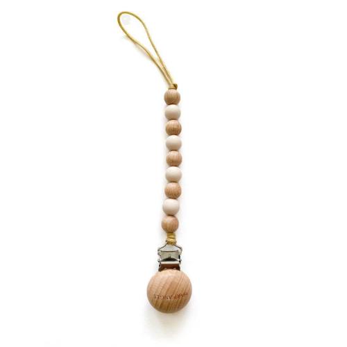 Pacifier Clip (Cream & Wood Mix)