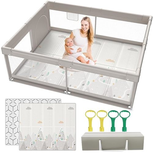 Baby Playpen with Mat, 71 * 59inch Playpen for Babies and Toddlers, Extra Large Playpen, Play pens for Babies and Toddlers (playpen with mat) - 71*59inch playpen with mat