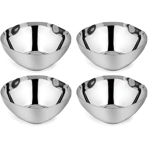Ahimsa Stainless Steel Bowls for Kids | 12 Ounce Snack Bowls | Pediatrician Designed - Dishwasher Safe | 100% BPA Free | Pack of 4 (Classic Stainless)