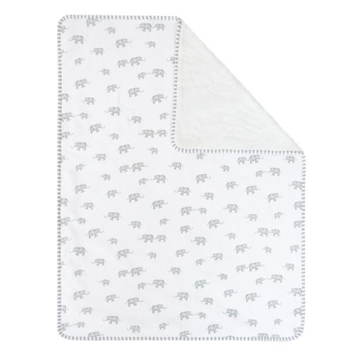 Living Textiles Sherpa Pram Blanket Grey Elephant | Pram & Bassinet | Baby Bunting AU
