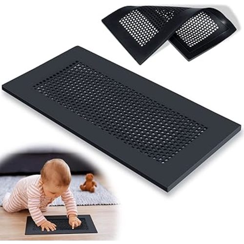 Orzbow Baby Proofing Soft Silicone Vent Cover for Home Wall/Ceiling/Floor Register,Child Proof Floor Air Vent Deflector Cover,Catches Debris Hair & Prevents Creepy Crawlies,Easy Install, Black