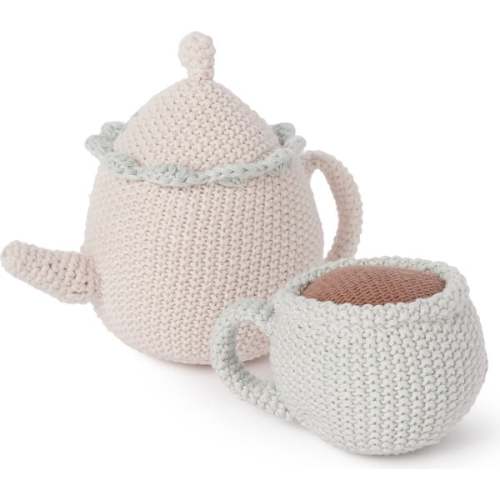 Tea Party Picnic Hand-Crochet Boxed Teapot & Teacup Rattles, Florals - Elegant Baby | Maisonette