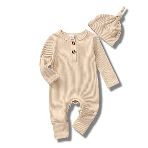 CIYCUIT Newborn Baby Boy Girl Romper Clothes Infant Solid Ribbed Onesie Bodysuit Jumpsuit Outfits