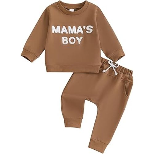 Baby Boy Fall Clothes, Infant Toddler Winter Outfits Letter Embroidery Long Sleeve Sweatshirt Pants Sweatsuit Set