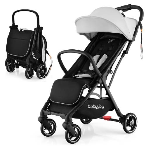 Baby Joy Folding Compact Travel Stroller Jogger w/ Adjustable Backrest - Light Grey