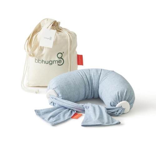 bbhugme Adjustable Nursing Pillow - Breastfeeding, Bottle Feeding, Baby Support - Adjustable Firmness and Fit - Washable Pillow Cover - Blue Melange…