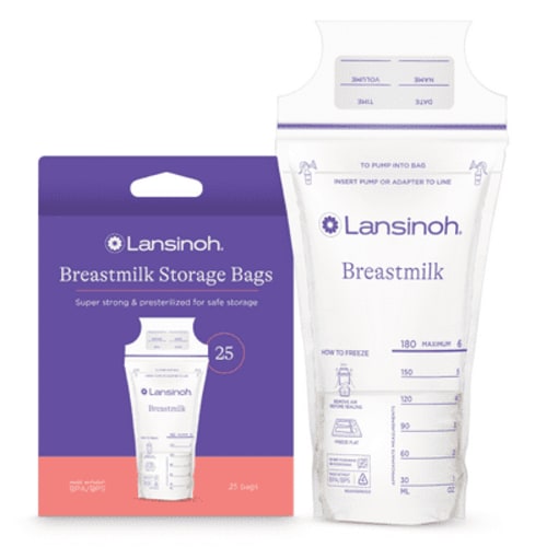 Lansinoh Breastmilk Storage Bags, Fast Freeze and Thaw, 25 Count, Baby Essentials, 6oz