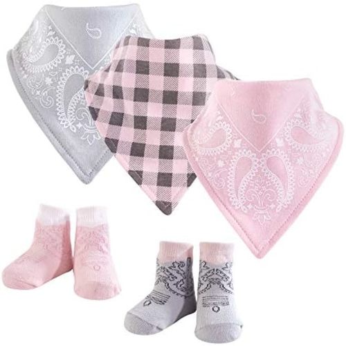 Hudson Baby Unisex BabyCotton Bib and Sock Set
