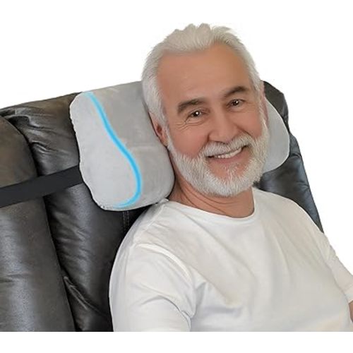 Premium Memory Foam Recliner Head Pillow for Neck & Head Support – Large Ergonomic Design with Adjustable Strap for Recliner Chair, Couch & Office Chair Comfort (Light Gray)