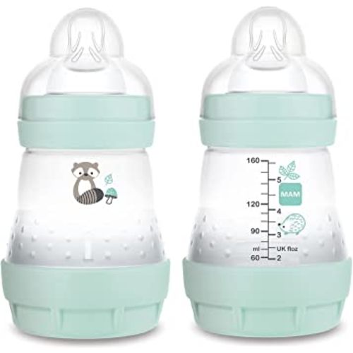 MAM Easy Start Matte Anti-Colic Baby Bottles, 5oz (2 Count), Slow Flow Nipples, Baby Boy