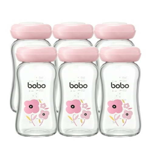 YOHKOH 5.4oz Glass Breastmilk Bottles,Wide Mouth Breastmilk Storage Containers - BPA Free,6Pack,Red