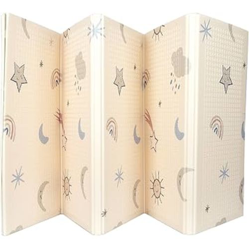Nuby Reversible Baby Floor Mat - Foldable and Lightweight Baby Play Mat for Floor - Easy Storage and Travel - Stars and Sky