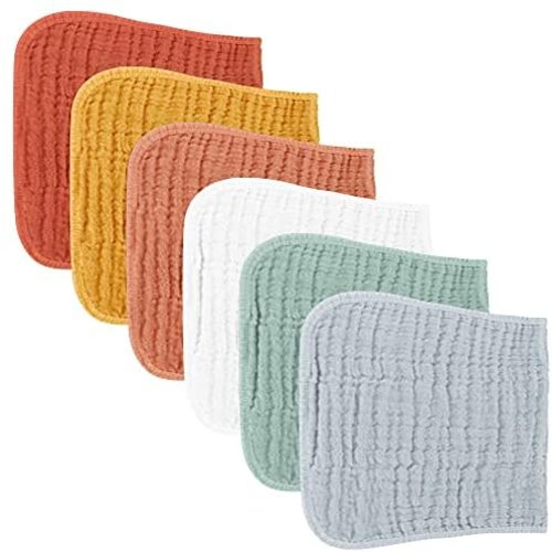 Konssy Muslin Baby Burp Cloths Sets for Unisex- 6 Pack Large 100% Cotton Burping Clothes for Newborn,Baby Girls and Boys