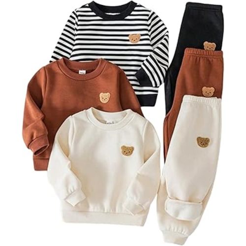 Baby Boys Sweatsuit Set Long Sleeve Sweatshirt Clothes and Joggers Pants Sets Spring Fall Outfits for Toddler 6M-3T