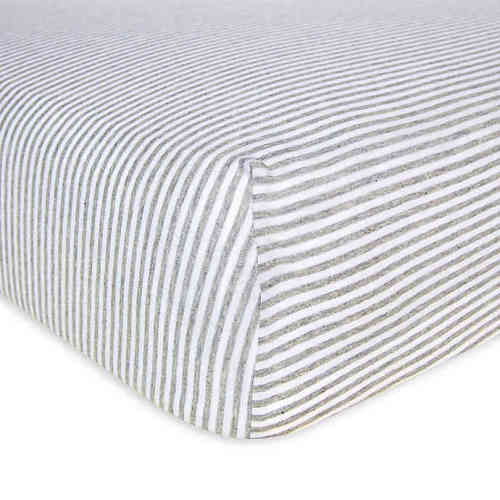 Burt's Bees Baby® Bee Essentials Stripe Organic Cotton Fitted Crib Sheet in - Heather Grey