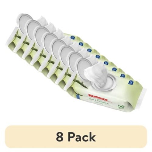 (8 pack) Huggies Aloe & Vitamin E Baby Wipes for Sensitive Skin, Unscented, 1 Flip-Top Pack, (176 Wipes)