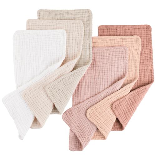 Konssy Muslin Baby Burp Cloths 6 Pack, Soft Absorbent 100% Cotton Burping Clothes for Newborns, Baby Boys and Girls, Unisex